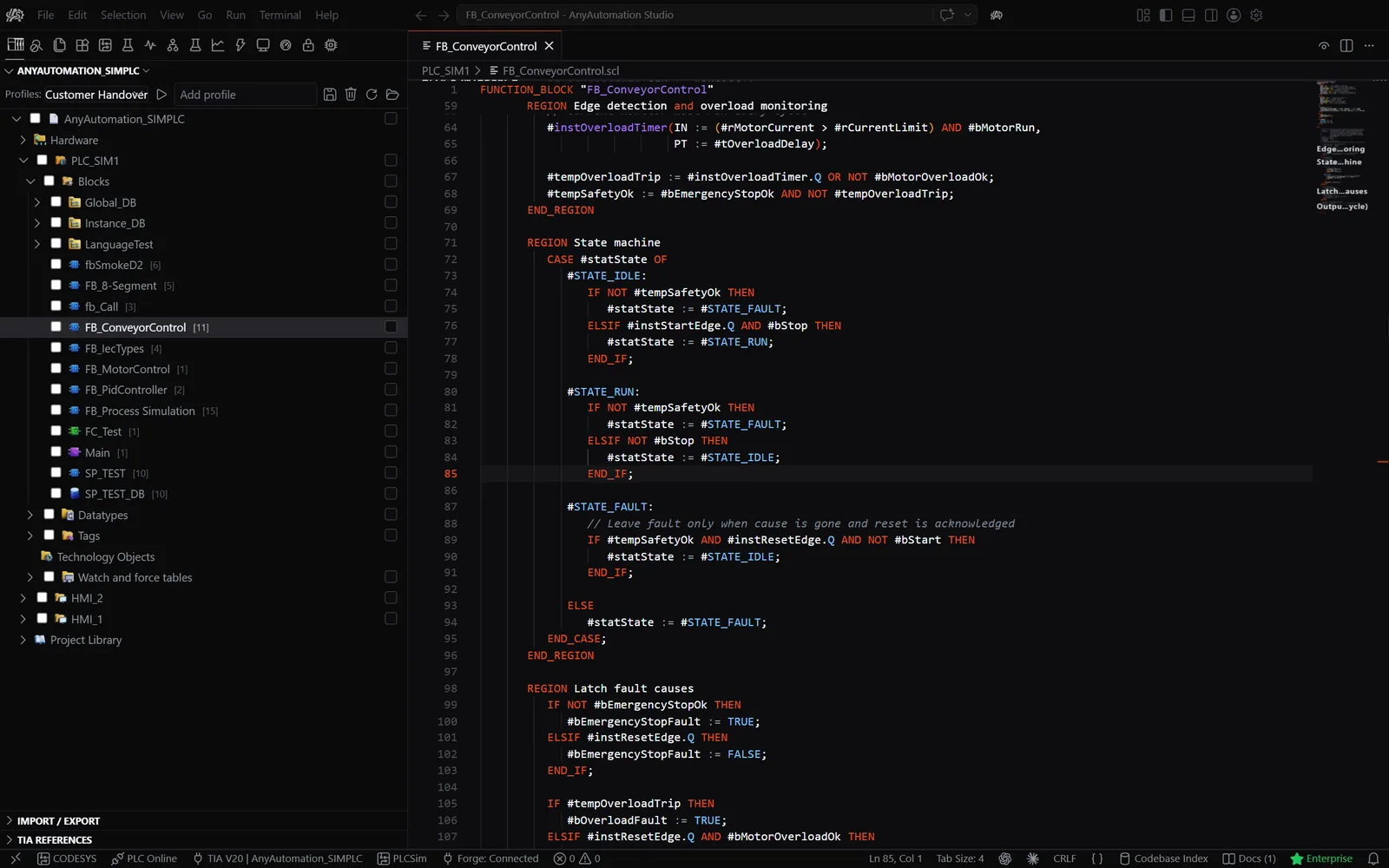 AnyAutomation Studio: SCL-Editor mit Syntax-Highlighting